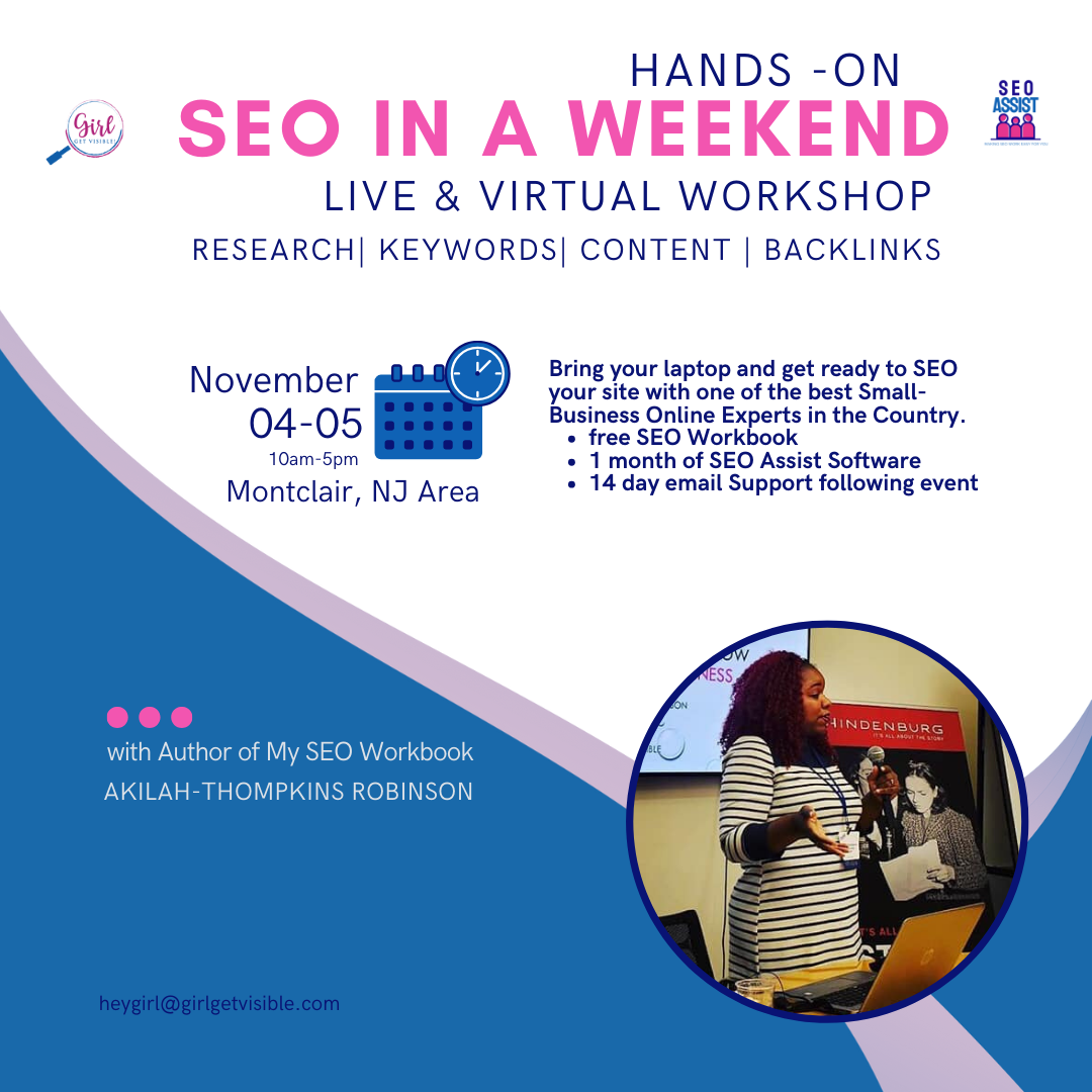 SEO in a weekend live hands on Worksop for business marketing in Montclair NJ