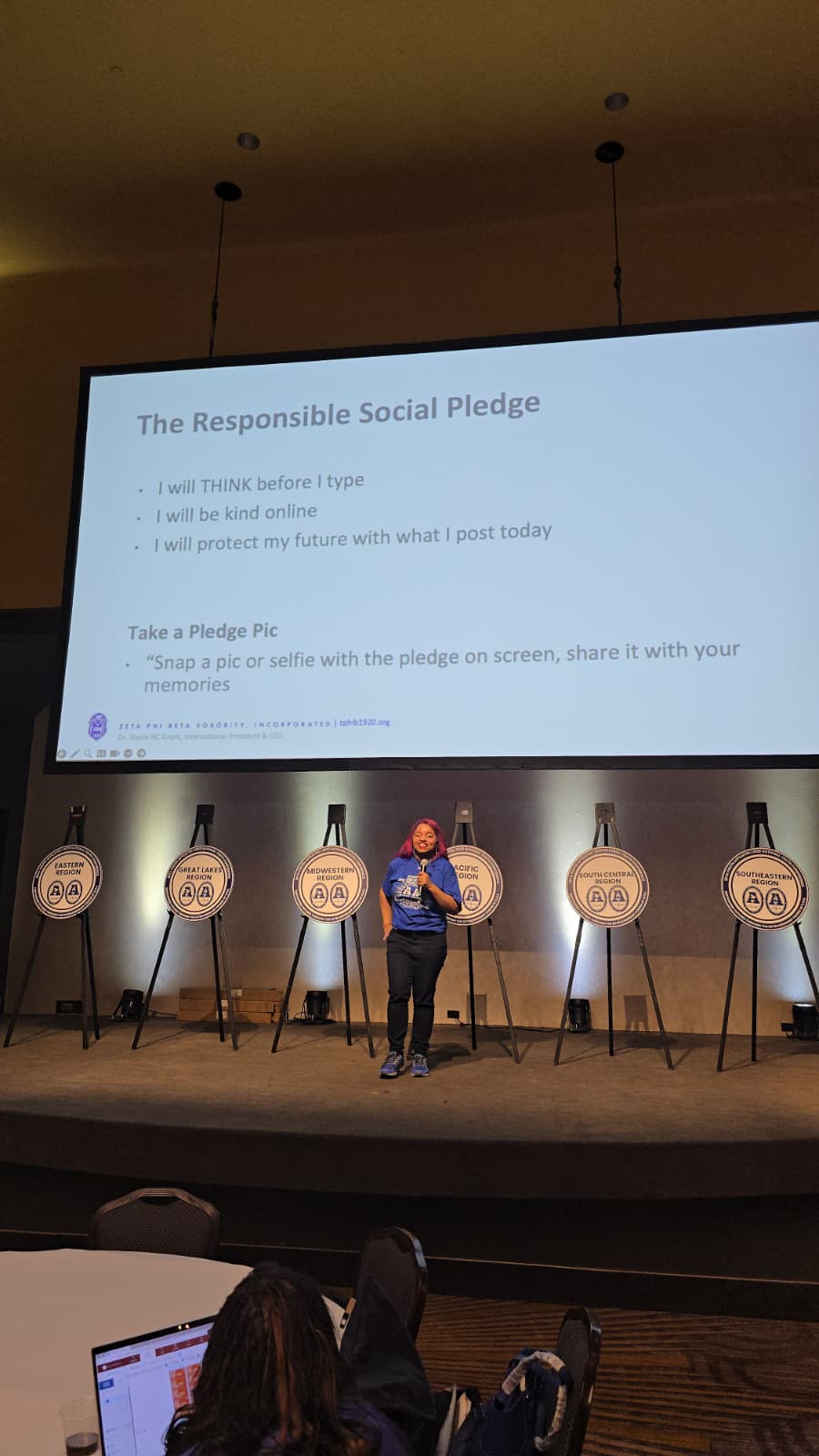 akilah Thompkins-robinson. Zeta Phi Beta Youth Conference June 2025 in Cincinnati, OH talking about Online Safety and Cyberbullying Cyber Security 